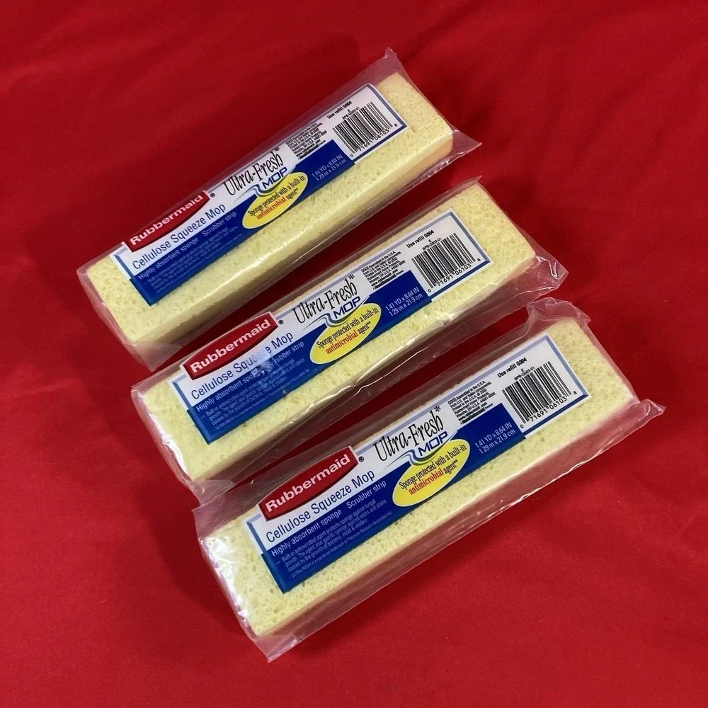 3 - Vintage 2002 Rubbermaid Cellulose Squeeze Mop Refill / Ultra-Fresh G003